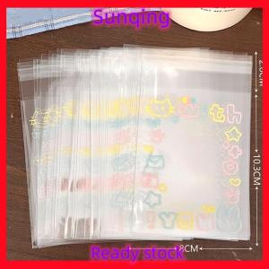 SQ Stationery [Flash Sale] 50Pcs Transparent Cute Graffiti Kitten Self-adhesive Opp Bag Kpop Idol Photo Cards Protective Storage Bag Photocard Card Sleeves