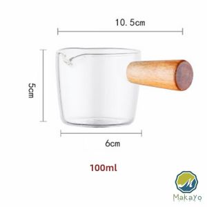 Makayo ถ้วยซอสแก้วใสทรงเหยือก มีด้ามไม้จับ ทนความร้อน ใส่น้ำผึ้ง ใส่ซอสสลัด สไตล์ญี่ปุ่น Saucer for seasoning มีสินค้าพร้อมส่ง