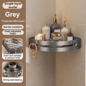 Thickened bathroom corner stainless steel tripod bathroom perforated wall hanging storage square multi-layer shelf