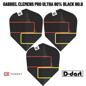 TARGET DARTS FLIGHT - Gabriel Clemens Pro Ultra 80% Black No.6 DART FLIGHTS 3PCS/PACK
