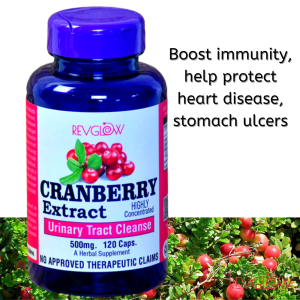 Revglow Cranberry Fruit Extract 500mg 120Capsule Supplement