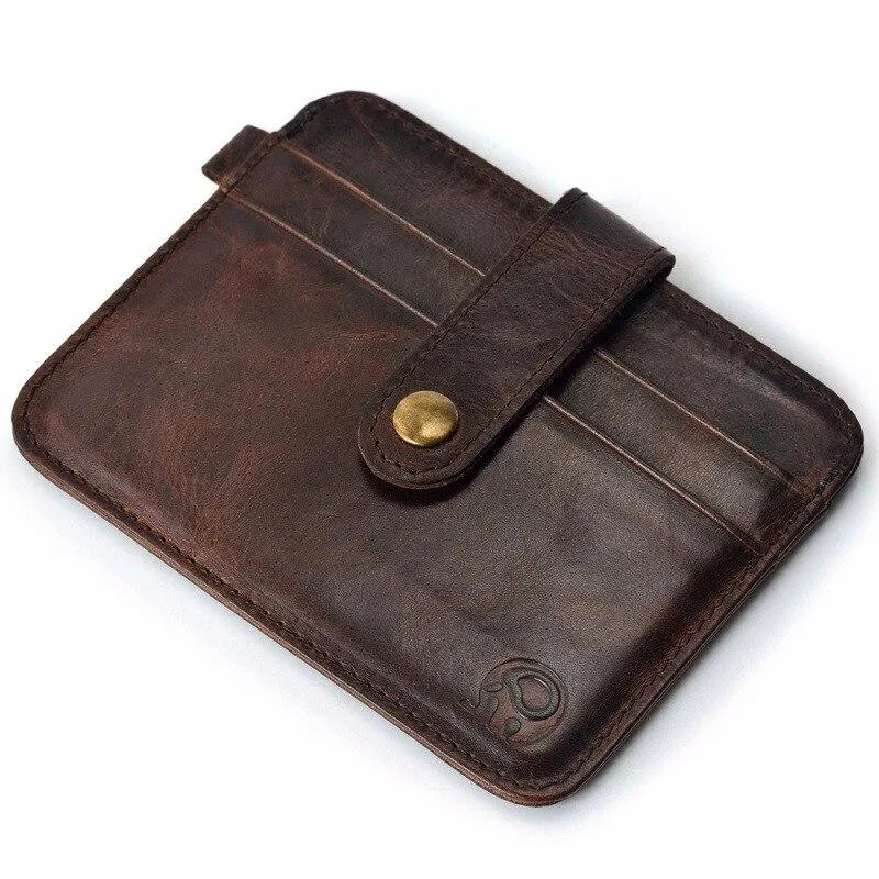Men Genuine Leather Minimalist Slim Wallet Small Credit Card Purse