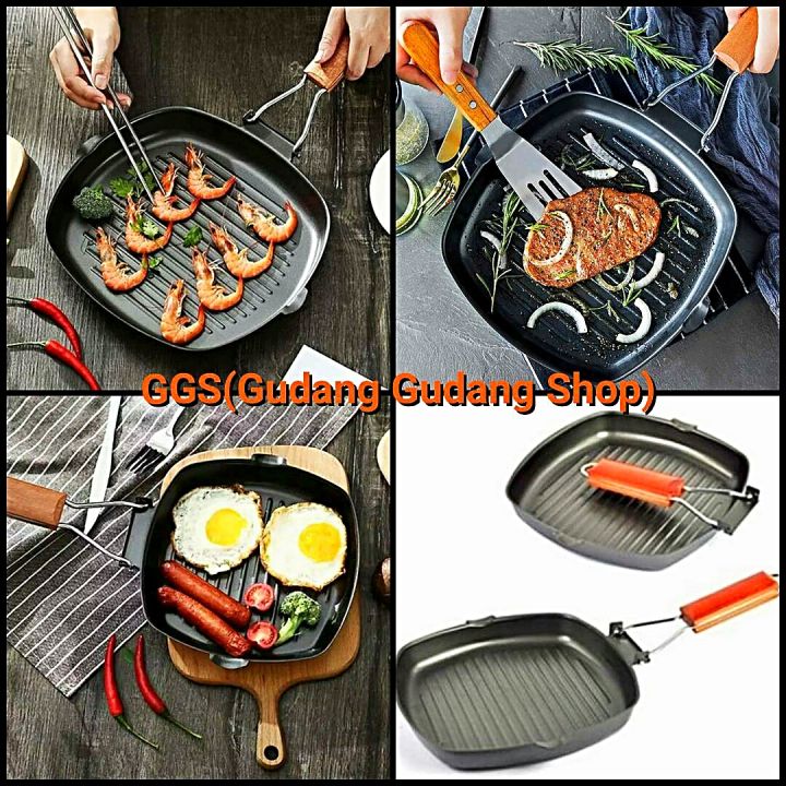 GRILL PAN ANTI LENGKET ORIGINAL 20CM 24CM 28CM TEFLON WAJAN BBQ