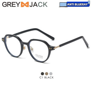 Grey Jack Kacamata Antiradiasi Blueray Model Oval Retro Unik Bahan Tr90 Ringan Bisa Minus 8040