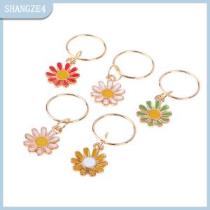 【SHANGZE4】 5Pcs set Daisy Flower Alloy Knitting Stitch Markers Zinc Alloy Flower Pendant Multicolor For Knitting Tools DIY Findings