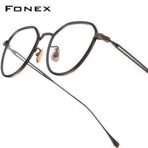 FONEX Pure Titanium Glasses Frame Women Brand Design Vintage Retro Square Trendy Eyeglasses Men Full-Rim Japanese High-Quality Ultralight Custom Optical Eyewear E-079
