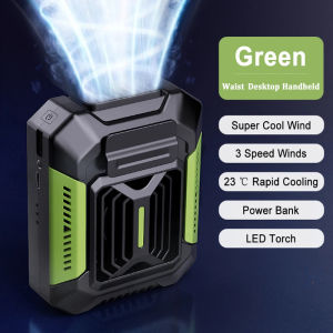 Waist clip fan portablehanging neck fan USB rechargeable fan small outdoor camping waist fan with LED light