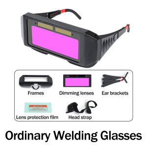 TIHOLE Solar Powered Auto Darkening Welding Glasses 0.1ms Reaction with Adjustable Temples Ventilation Holes Arc/Grind/Cut Eye Protection PP+Optical Lens Anti-Slip Ear Hooks Elastic Band Option