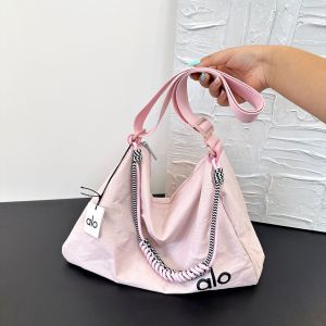 Fashion Casual Soft Fabric Bag Solid Bright Color Large Storage Metal Bead Chain Decor Ladies School Travel Crossbody Bag