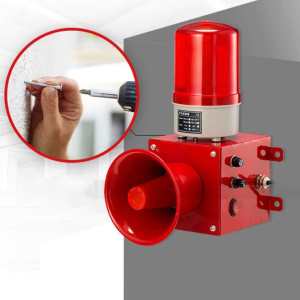 Heavy Duty 130dB Industrial Strobe Siren Durable Voice & Light Emergency Warning Alarm for Construction Factory & Home Security Use