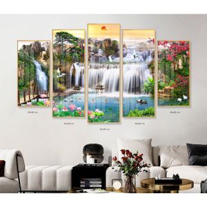 Bộ Tranh 5 tấm thiết kế hiện đại sang trọng- Tranh treo phòng khách (giá xưởng tặng đinh treo tranh không cần khoan)