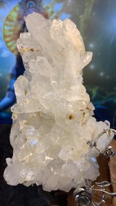 hốc đá thạch anh pha lê AAA Lemurian tự nhiên tán sắc năng lượng cực mạnh kèm đế 643