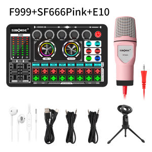 Siborie F999+SF666+E10 paket lengkap soundcard mic headset full set for live Streaming Langsung