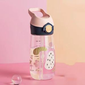 HAPP Công suất cao Chai nước 500ML Chống rò rỉ Có ống hút Cốc uống nước Dễ thương Trong suốt Cốc có ống hút an toàn Nước ép trái cây