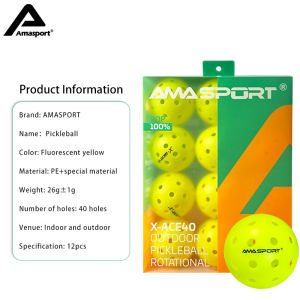 AMASPORT X40 26g Pickleball Balls 12Pcs USAPA Approved Outdoor 40 Holes Roto-molding Pickleball Balls-Kerwin Wat