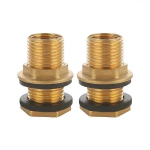 1/2Pcs Brass Threaded Connectors With Rubber Gaskets G3/8" x G1/2" For Rain Barrels Tanks And Container Installations