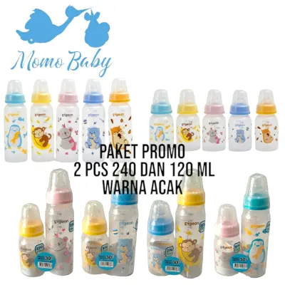 Botol Susu Pigeon PAKET HEMAT 2 pcs / 1 pcs WARNA ACAK - PAKET 240ml dan 120ml / PAKET 120ml dan 50ml / Botol Susu Bayi paket