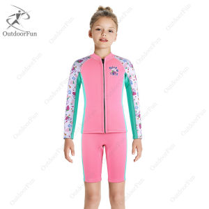 2.5mm Neoprene Swimsuit for Kids Girls Surfing Diving Suit Two Pieces Keep Warm Child Scuba Wetsuit