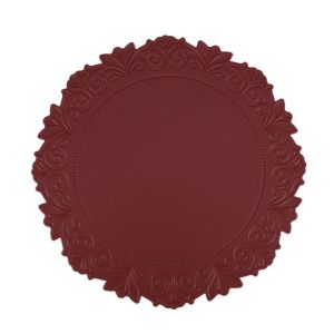 DIVATEN Relief Pattern Texture Table Placemats Anti-Slip Round Shape Faux Leather Placemats Vintage Anti-Scalding Decorative Table Mats Dining Table