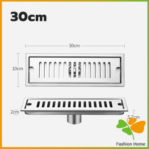 FASHION ตะแกรงน้ำทิ้งยาว ตะแกรงกันกลิ่น กันแมลง ชุปสแตนเลส รุ่นยาว ระบายเร็วกว่าเดิม 20cm 30cm 40cm floor drain