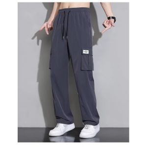 กางเกงทํางาน ออกกําลังกาย กางเกงทรงตรง ขากว้าง ผ้าม่าน เน้นประสบการณ์ที่สะดวกสบาย ผ้าไหมน้ำแข็ง