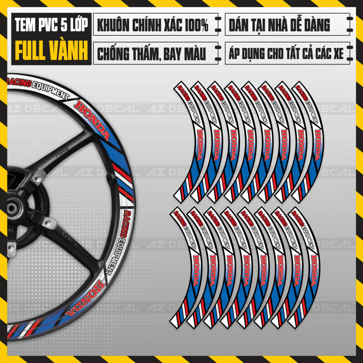 Tem Dán Vành To Full 2 Bánh 16 Miếng Honda Racing | FullV20 | Decal PVC ...
