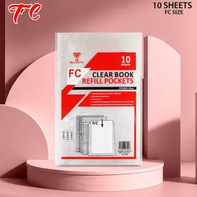 FCI Transparent Long Clear File Folder with Plastic Sheets 20 Pockets Ring Binder Book with Clear Sheets FC for School and Ofiice Supplies (Sold per pc)