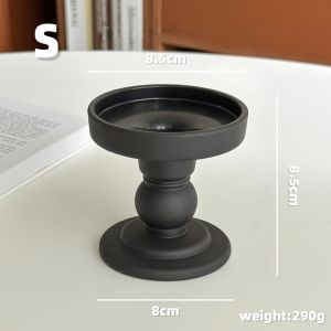 European black roman candle holder Retro frosted glass candle stand Home wedding party decoration