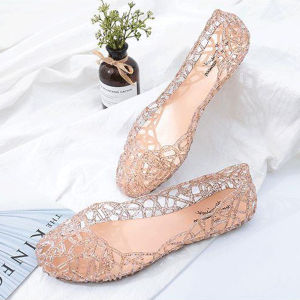 Summer Birds Nest Sandals Shiny Crystal Flat Heel Jelly Shoes Flat Bottom Hole Shoes