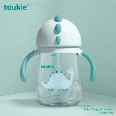 Toukie Tritan Weighted Straw Sippy Cup with handle and Strap training bottle 240ml 9m+