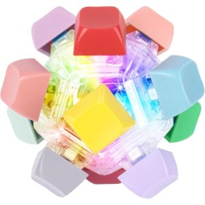 ECILY🔥1/2PCS🔥12 Key Mechanical Stress Relief Ball RGB Flashing Light Fidget Toy Clicky Sound PVC Decompression Cube Gift For Adults Kids Office Desk Accessory