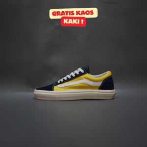 SEPATU VANS21 OLD SKOOL VAULT OG KUNING NAVY LIST PUTIH KANVAS 36-43