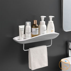 Kệ nhà tắm để đồ dán tường QOEST có khe thoát nước - Kệ đựng gia vị có giá treo máng khăn trong nhà bếp