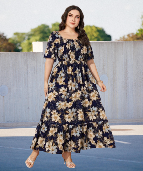 flowy short sleeve dress Strapless Flowy Corset Gown With Sequin Appliqués