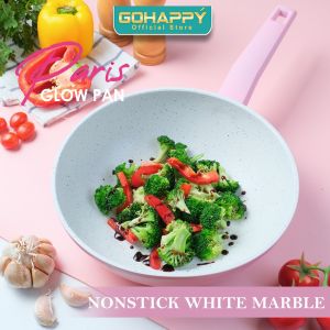 Paris Wok Pan 24 cm White Marble-WOK pan Marble PFOA Free