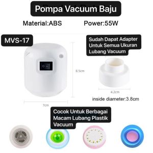 MVS-17 Mesin Alat Pompa Vakum Baju Design Mini Portabel Colokan Listrik Vacuum Daya Hisap Kuat Vacum Bag