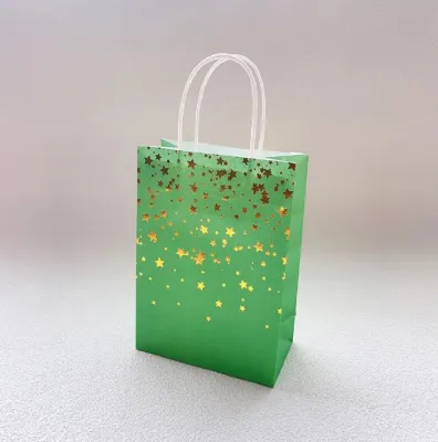 🎁 10PCS Gold Heart / Star Paper Bag Gift Bag Goodie Bag Red Green Purple Pink Orange