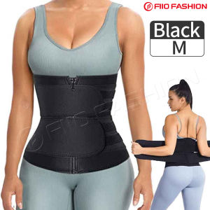 FIIO Waist Trainer Body Shaper Weight Loss Corset Trimmer Belt Waist Cincher Body Shaper Slimming Adjustable Double Belt with Zipper 7 Steel Bones Workout Trimmer Belt Sauna Sweat Corset