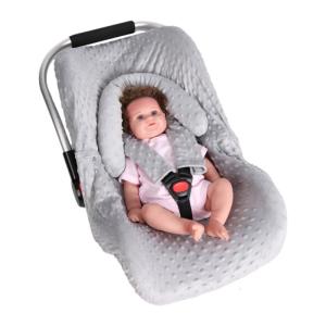 Ergonomic Baby Head Support Headrest Pillow for Car Seats and Strollers with Machine Washable Shoulder Strap Cover Set