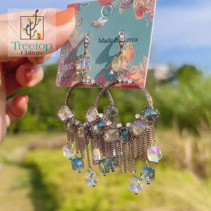 [Treetop - Exotic Breeze] Korean nodric hook earring crystal colourfast 925 silver14k gold plated 高品质浪漫水晶耳环