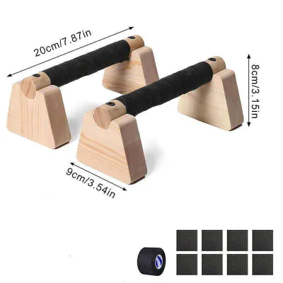 1 Pair Wooden Parallettes Push Up Bars Non-Slip Base Push-Up Stand for Home Workout Sturdy Exercise Equipment with Soft Hand Grips for Men Women Fitness Training