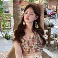 YIFAFA【Delivery 2-3 days】 Crochet Top For Women Swimsuit Bra Knitted Swimwear Beach Wear Outfit With Pad Underwear. 