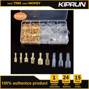 [Ready stock] KIPRUN 270pcs Male Female Spade Connector Wire Crimp Terminal Block with Insulating Sleeve Assortment Kit 2.8mm 4.8mm 6.3mm