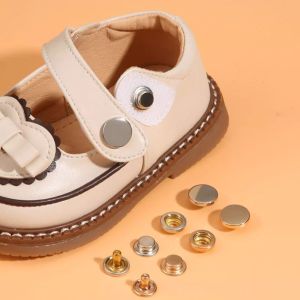 INNEED 6Pcs/Set Solid Metal Buttons Fasteners Button Round Shape Snap Button Easy To Use Leather Snap Fasteners Clothes/Bags/Leather