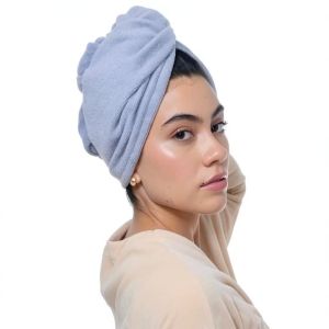 Microfiber Hair Towel Wrap Turban (Beige and Brown)