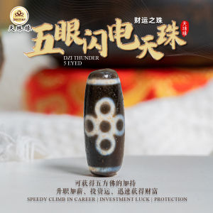 五眼闪电天珠 5 EYED THUNDER DZI 财运之珠 西藏老天珠 ANTIQUE DZI WEALTH DZI 手链/项链 Bracelet/Necklace DZI DESTINY 天珠缘