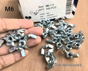 น็อตตัวเมียหางปลา M6 เกลียว 1.00mm น็อตตัวเมียเบอร์ 10 วัสดุเหล็กชุมซิงค์ขาว ยี่ห้อ BSF แข็งแรงได้มาตรฐาน