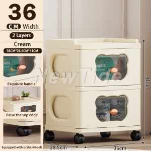NewTide Multi-layer Storage Cabinet Cream Bear Storage Cabinet locker Living Room Home Use Storage Shelf With Cover