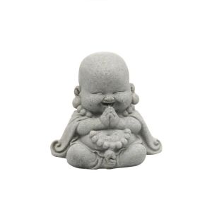 YITAQI Chinese Style Fat Smiling Buddha Ornament Green Sandstone Cartoon Little Monk Ornament Buddha Figurine Buddha Statue Mini Bald Monk