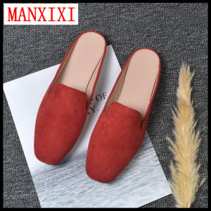 MANXIXI Korean Version Flat Slippers Big Size Leisure Mules Sandals For Women (32-44 Size)